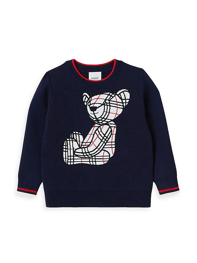 Little Boy's & Boy's Thomas Bear Jacquard Wool-Blend Sweater