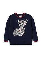 Little Boy's & Boy's Thomas Bear Jacquard Wool-Blend Sweater