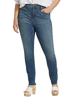 High-Rise Faded Fray-Hem Stretch Skinny Jeans