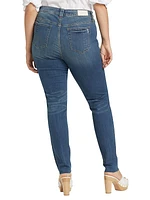 High-Rise Faded Fray-Hem Stretch Skinny Jeans