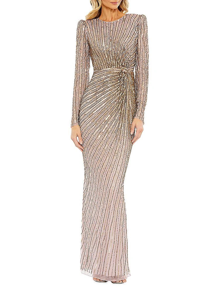 Embellished Knotted Column Gown