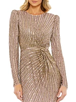 Embellished Knotted Column Gown