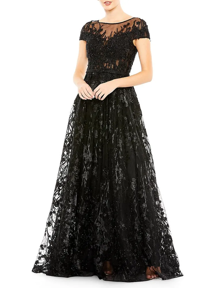 Embellished Tulle A-Line Gown