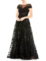 Embellished Tulle A-Line Gown