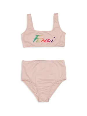 Girl's 2-Piece Gradient Logo Bikini Set