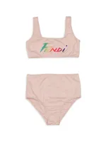 Girl's 2-Piece Gradient Logo Bikini Set