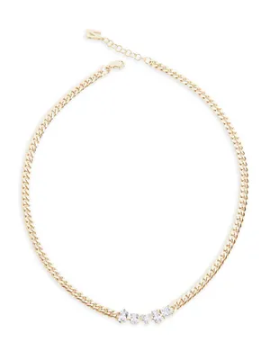 Carrie 14K-Yellow-Gold Vermeil & Crystal Curb-Chain Necklace