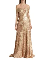 Sequined Off-The-Shoulder Gown