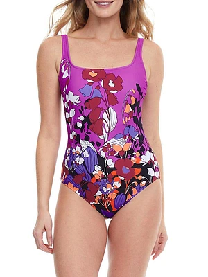 Floral Art One-Piece Swimsuit