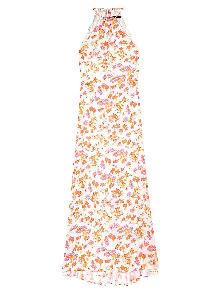 Floral Satin-Effect Maxi Dress