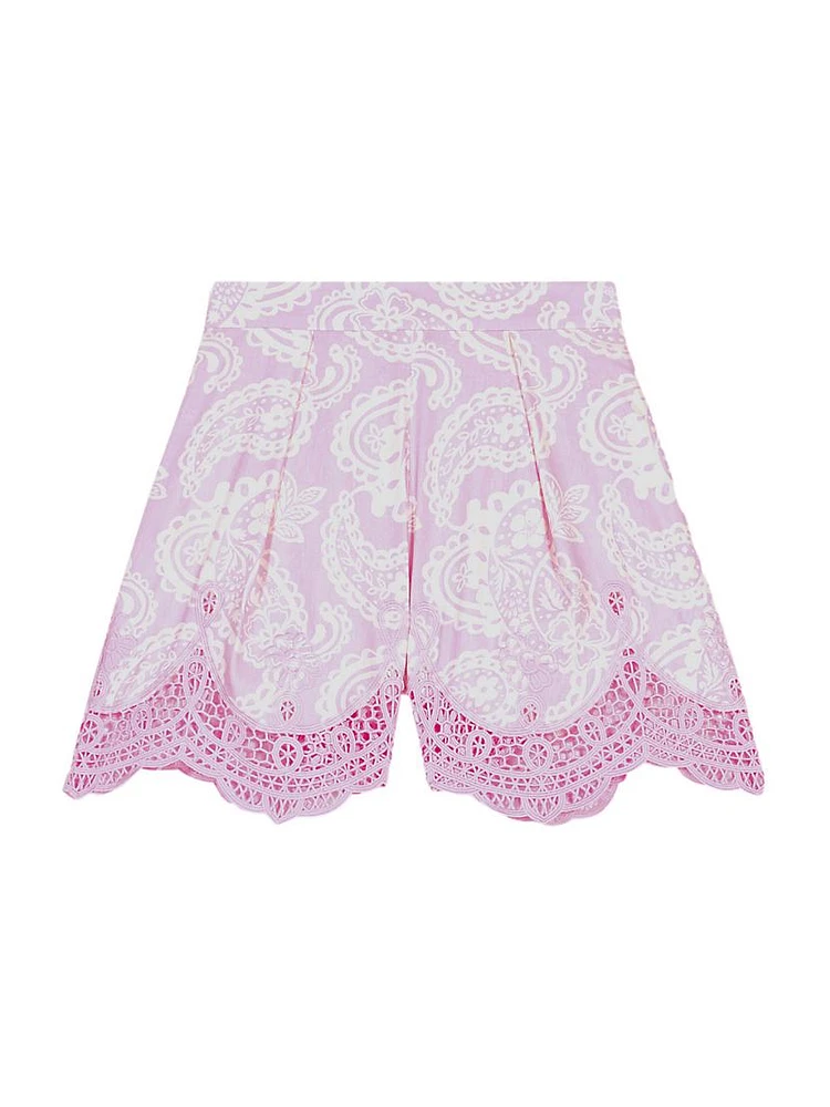 Patterned Linen Shorts