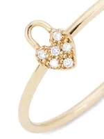 Itty Bitty Symbols 14K Yellow Gold & Diamond Padlock Heart Ring