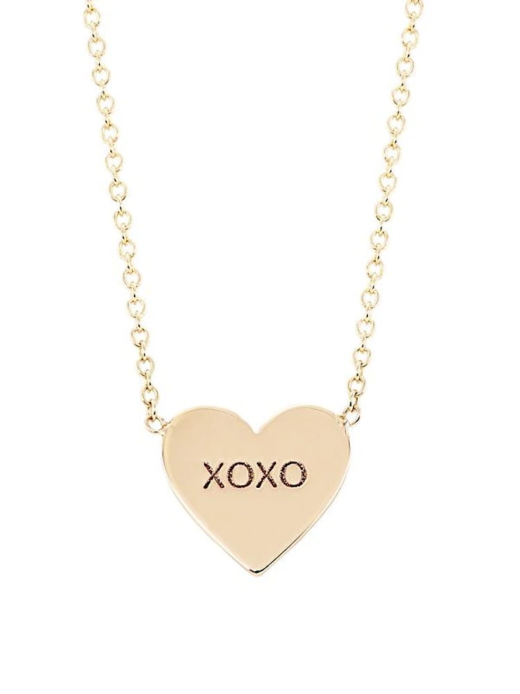 Feel The Love 14K Yellow Gold Candy-Heart Pendant Necklace