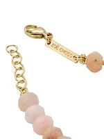 14K Yellow Gold, Pink Opal, & Diamond Beaded Bracelet