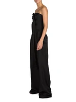 Pleated Tie-Bustier Strapless Jumpsuit