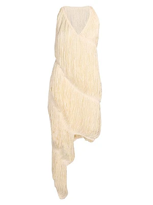 Sleeveless Asymmetric Fringe Dress