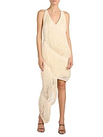 Sleeveless Asymmetric Fringe Dress