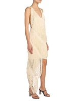 Sleeveless Asymmetric Fringe Dress