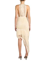 Sleeveless Asymmetric Fringe Dress