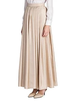 Silk Twill Pleated Maxi Skirt