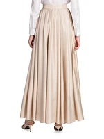 Silk Twill Pleated Maxi Skirt