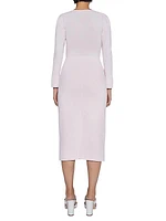 Ruched Long-Sleeve Midi-Dress