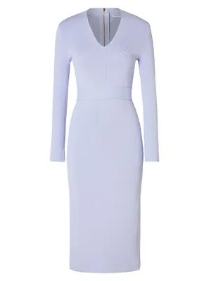 Belted Long-Sleeve Midi-Dress