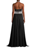 Halter Embellished Chiffon Gown