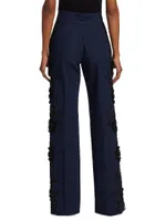 Rebirth Embroidered Flat-Front Denim Trousers