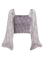 Amelia Smocked Silk Crop Top