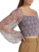 Amelia Smocked Silk Crop Top