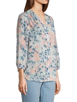 Pintucked Floral Blouse