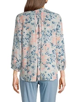 Pintucked Floral Blouse