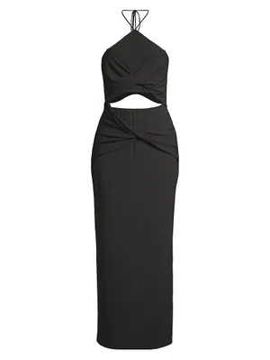 Hallie Cut-Out Rib-Knit Halter Maxi Dress