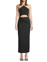 Hallie Cut-Out Rib-Knit Halter Maxi Dress