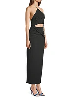 Hallie Cut-Out Rib-Knit Halter Maxi Dress