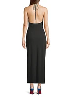 Hallie Cut-Out Rib-Knit Halter Maxi Dress