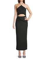 Hallie Cut-Out Rib-Knit Halter Maxi Dress