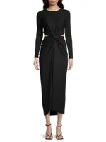 Odelia Twisted Cut-Out Ribbed Maxi Dress