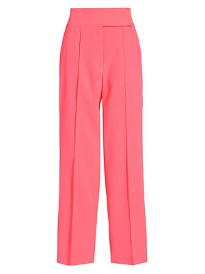 Mid-Rise Tapered Crepe Trousers