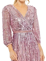 Metallic Puff-Sleeve Gown