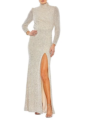 Metallic Lace-Up Gown