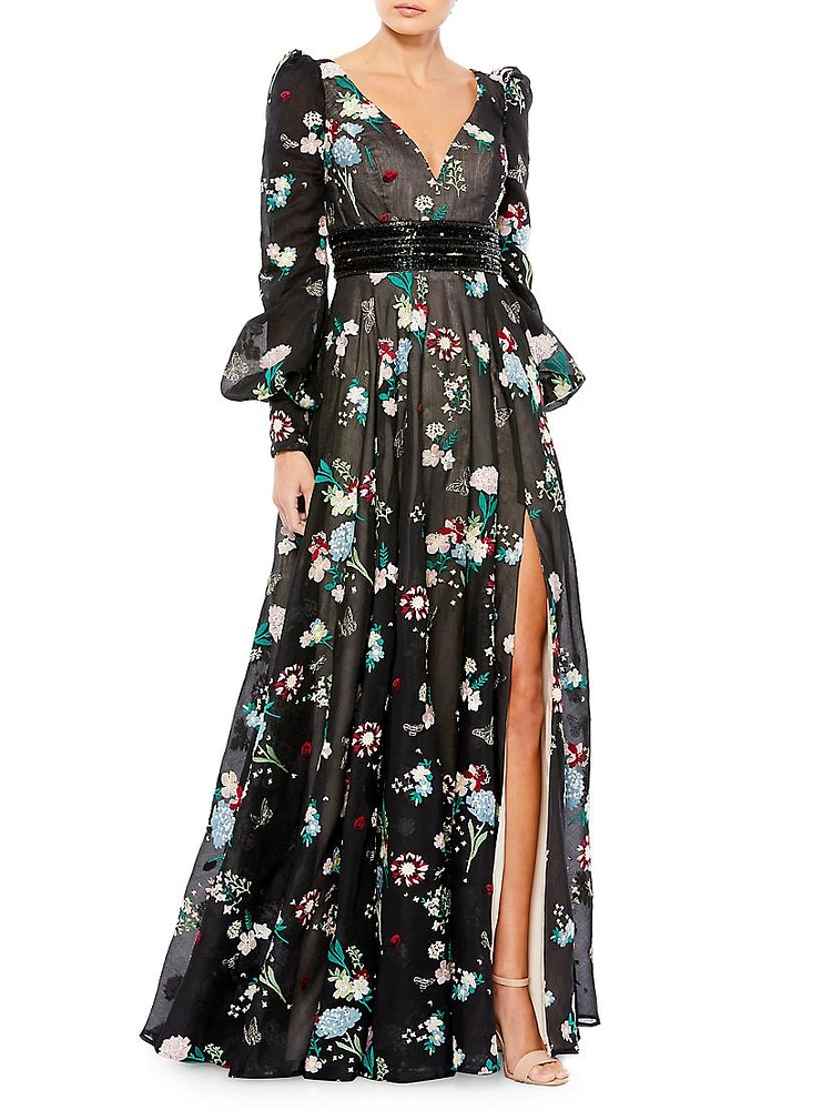 Floral Embroidered Gown