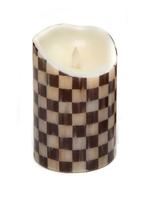 Courtly Check Flicker Faux Pillar Candle