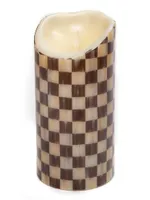 Courtly Check Flicker Faux Pillar Candle