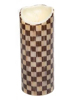 Courtly Check Flicker Faux Pillar Candle