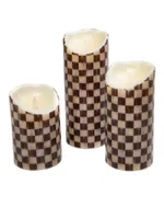 Courtly Check Flicker Faux Pillar Candle