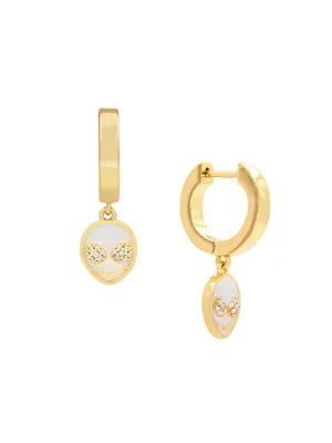 Brother 18K Gold-Plated, Glow Enamel & Cubic Zirconia Huggie Earrings