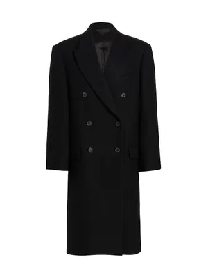 Hailey Bieber Double-Breasted Wool Coat