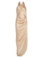 Elektra Gathered Silk Halter Gown